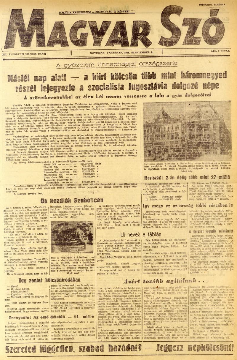 Magyar Szó, 7. évf. 1950. szeptember 3. 209. sz. 1–4. oldal