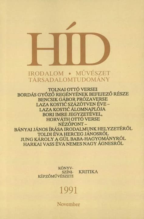 Híd, 55. évf. 1991. november. 11. sz. 953–1048. oldal