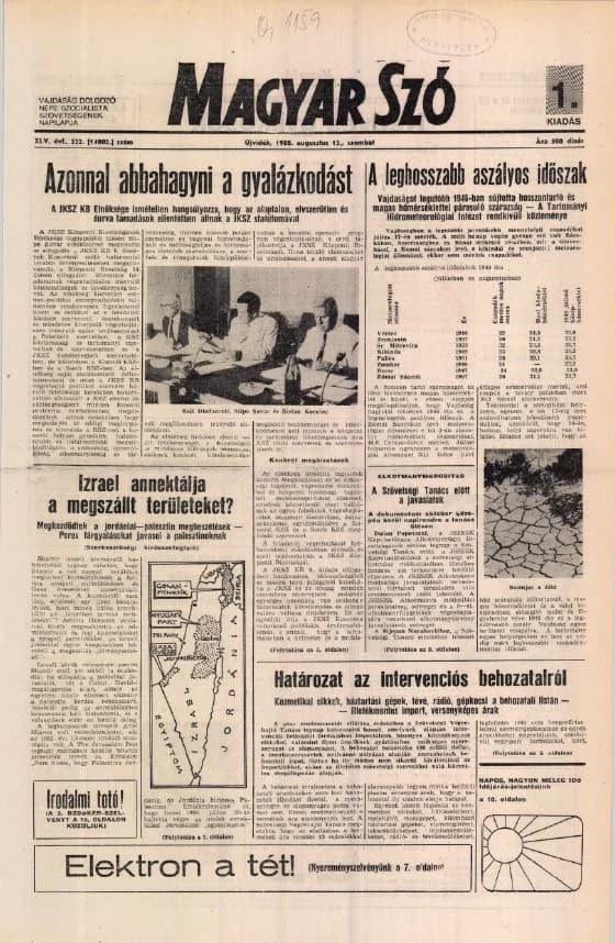 Magyar Szó, 45. évf. 1988. augusztus 13. 222. sz. 1–20. oldal