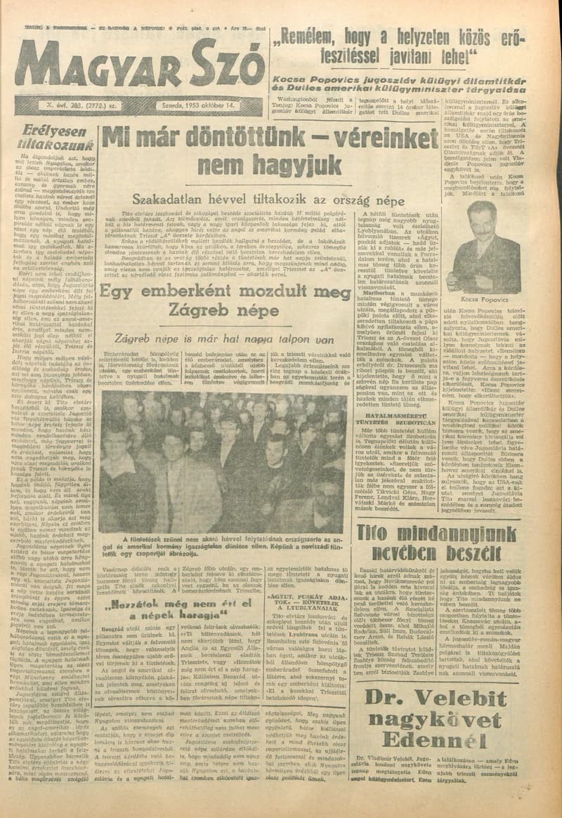 Magyar Szó, 10. évf. 1953. október 14. 283. sz. 1–10. oldal