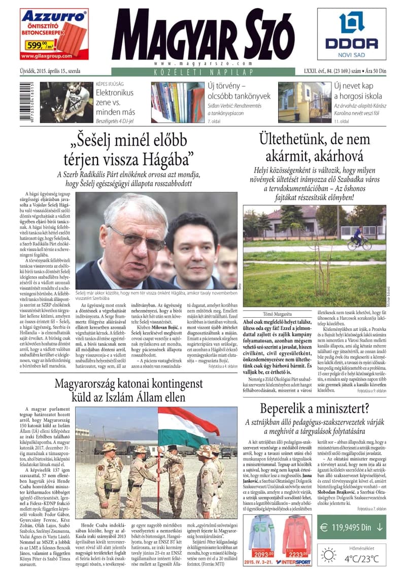 Magyar Szó, 72. évf. 2015. április 15. 84. sz. 1–16. oldal