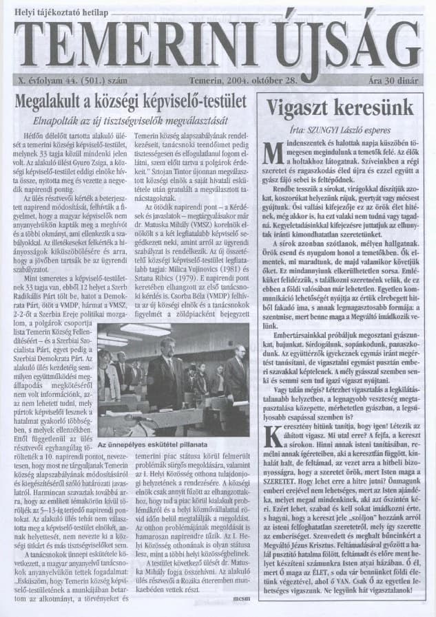 Temerini Újság, 10. évf. 2004. október 28. 44. sz.
