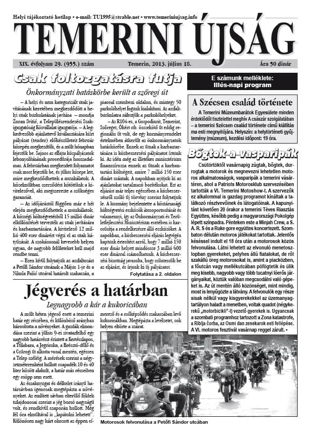 Temerini Újság, 19. évf. 2013. július 18. 29. sz.