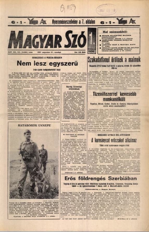 Magyar Szó, 44. évf. 1987. augusztus 15. 223. sz. 1–20. oldal