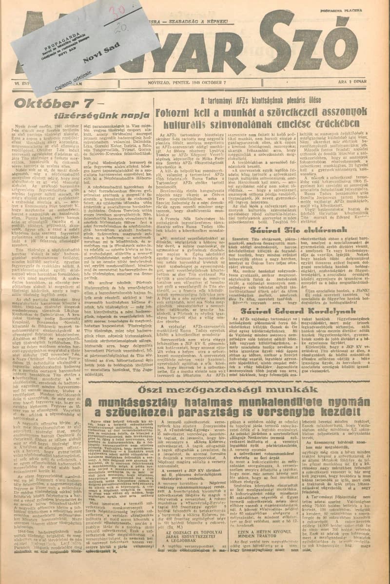 Magyar Szó, 6. évf. 1949. október 7. 238. sz. 1–4. oldal