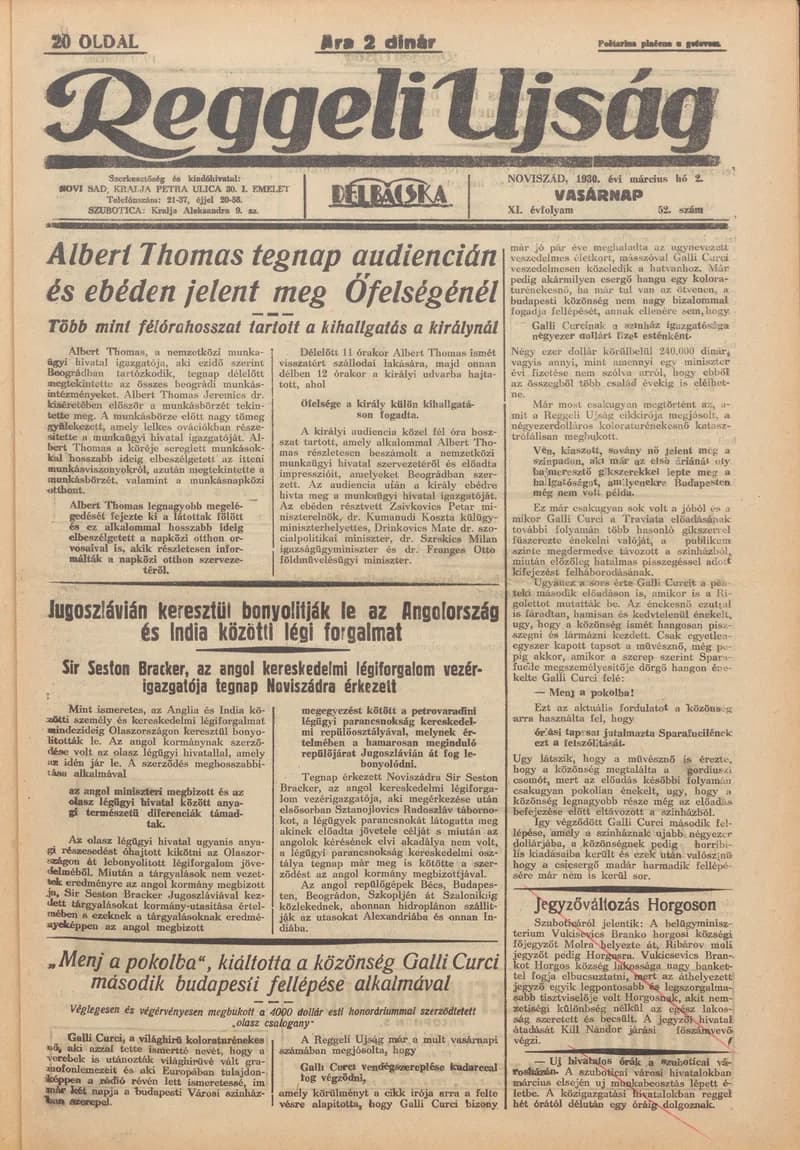 Reggeli Újság, 11. évf. 1930. március 2. 52. sz.