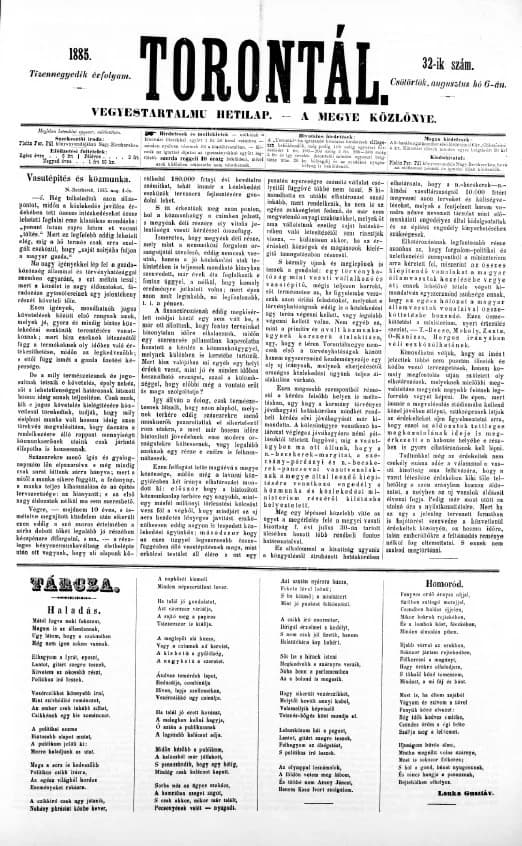 Torontál, 14. évf. 1885. augusztus 6. 32. sz.