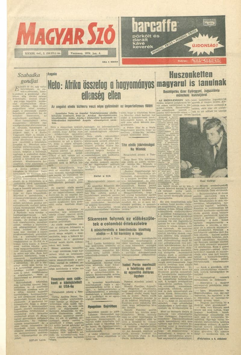 Magyar Szó, 33. évf. 1976. január 4. 2. sz. 1–24. oldal