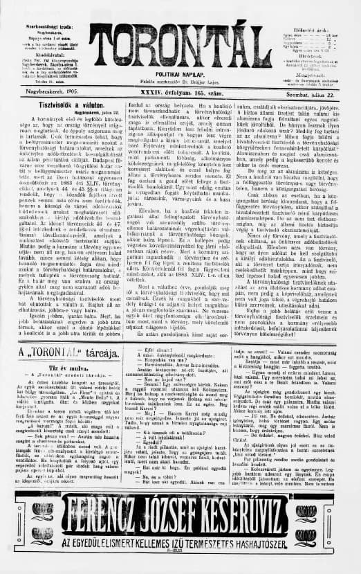 Torontál, 34. évf. 1905. július 22. 165. sz.