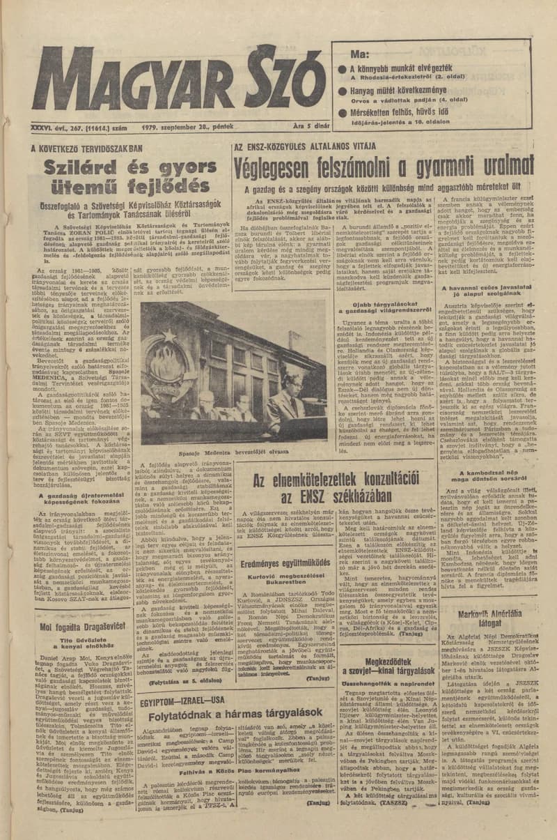 Magyar Szó, 36. évf. 1979. szeptember 28. 267. sz. 1–20. oldal