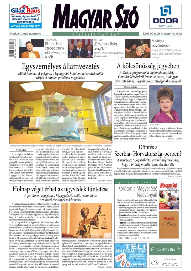Magyar Szó, 72. évf. 2015. január 22. 16. sz.