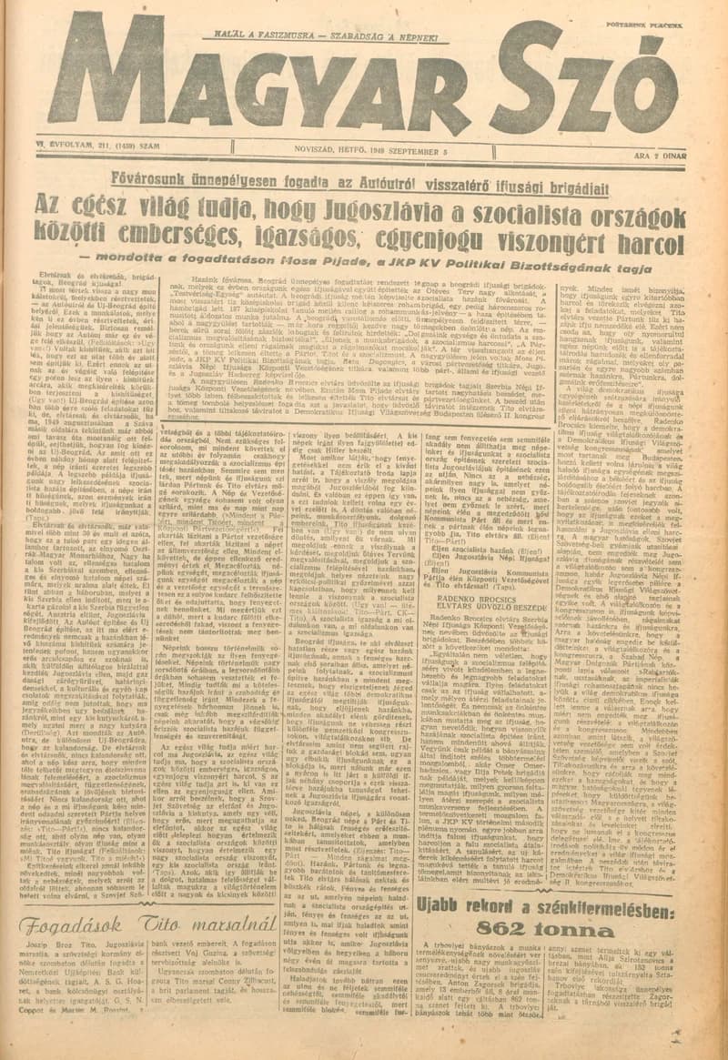 Magyar Szó, 6. évf. 1949. augusztus 5. 211. sz. 1–4. oldal