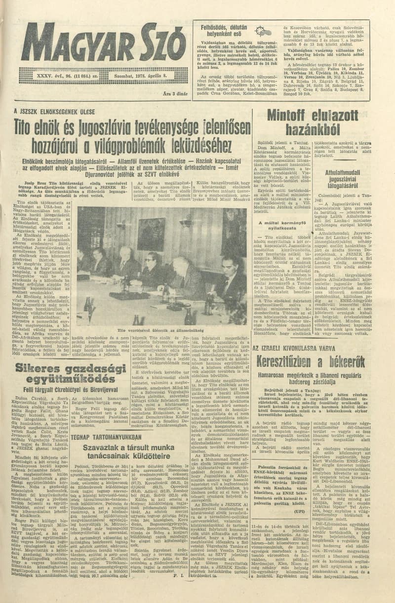 Magyar Szó, 35. évf. 1978. április 8. 96. sz. 1–20. oldal