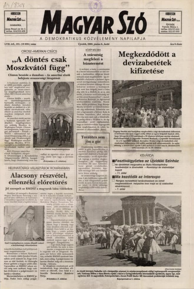 Magyar Szó, 57. évf. 2000. június 6. 131. sz. 1–16. oldal