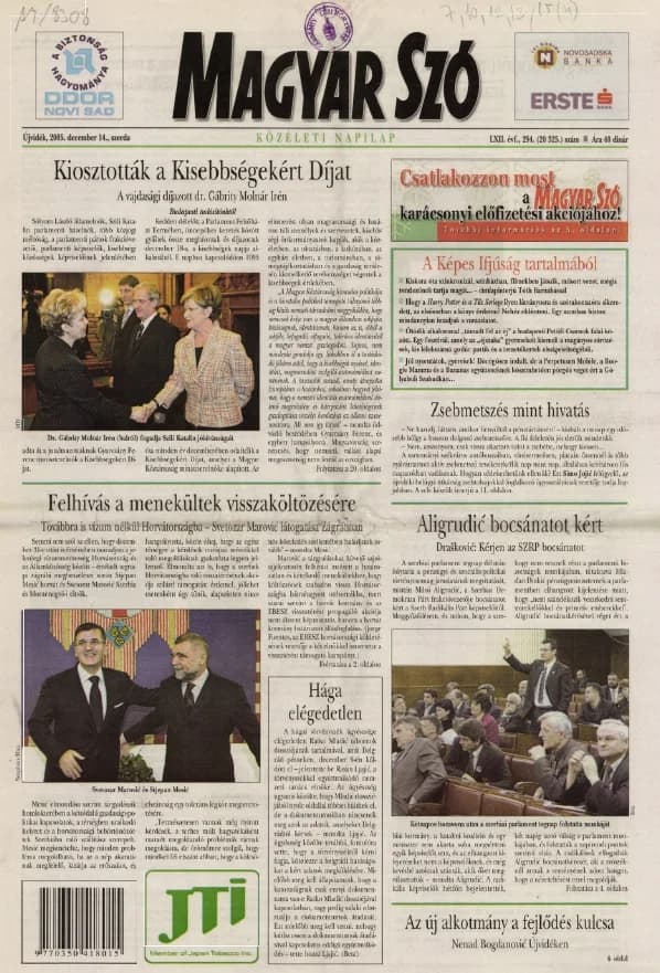 Magyar Szó, 62. évf. 2005. december 14. 294. sz. 1–20. oldal
