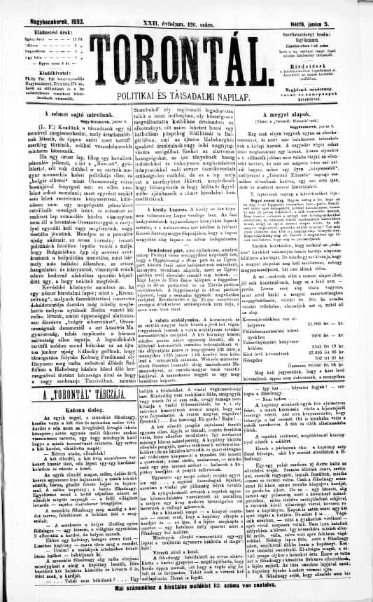 Torontál, 22. évf. 1893. június 5. 126. sz.
