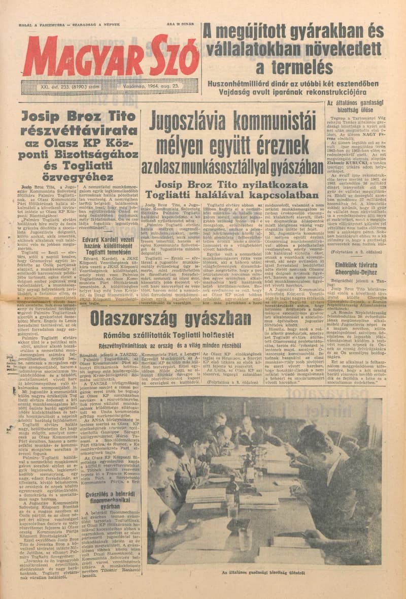 Magyar Szó, 21. évf. 1964. augusztus 23. 233. sz. 1–24. oldal