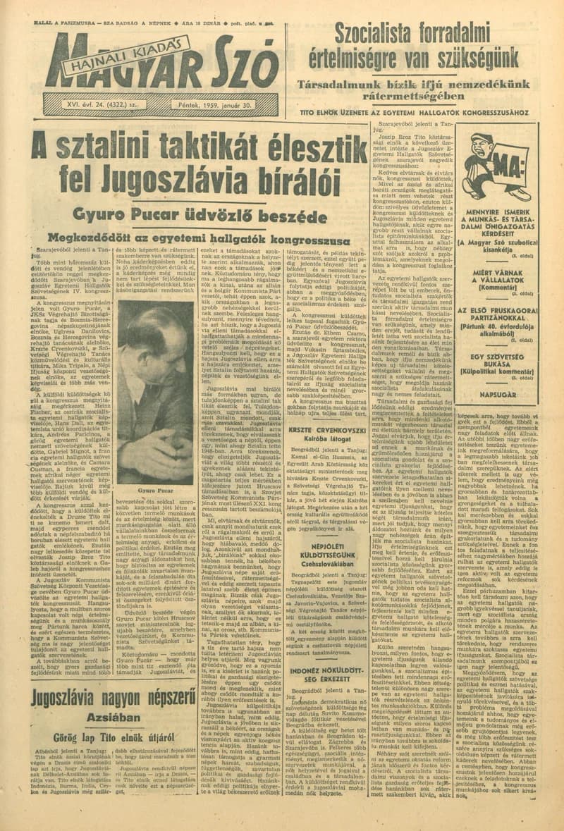 Magyar Szó, 16. évf. 1959. január 30. 24. sz. 1–20. oldal