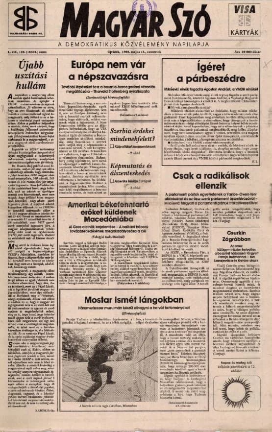 Magyar Szó, 50. évf. 1993. május 13. 126. sz. 1–16. oldal