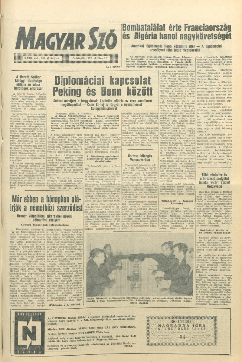 Magyar Szó, 29. évf. 1972. október 12. 282. sz. 1–16. oldal