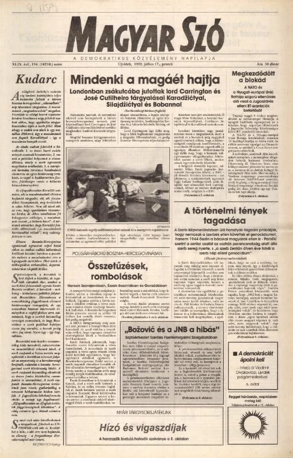 Magyar Szó, 49. évf. 1992. július 17. 194. sz. 1–16. oldal