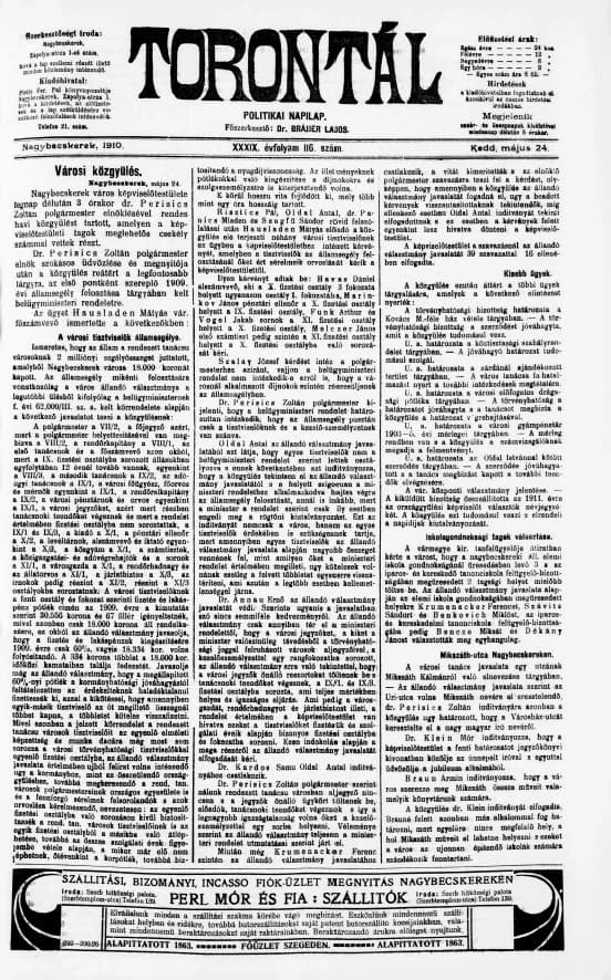 Torontál, 39. évf. 1910. május 24. 116. sz.