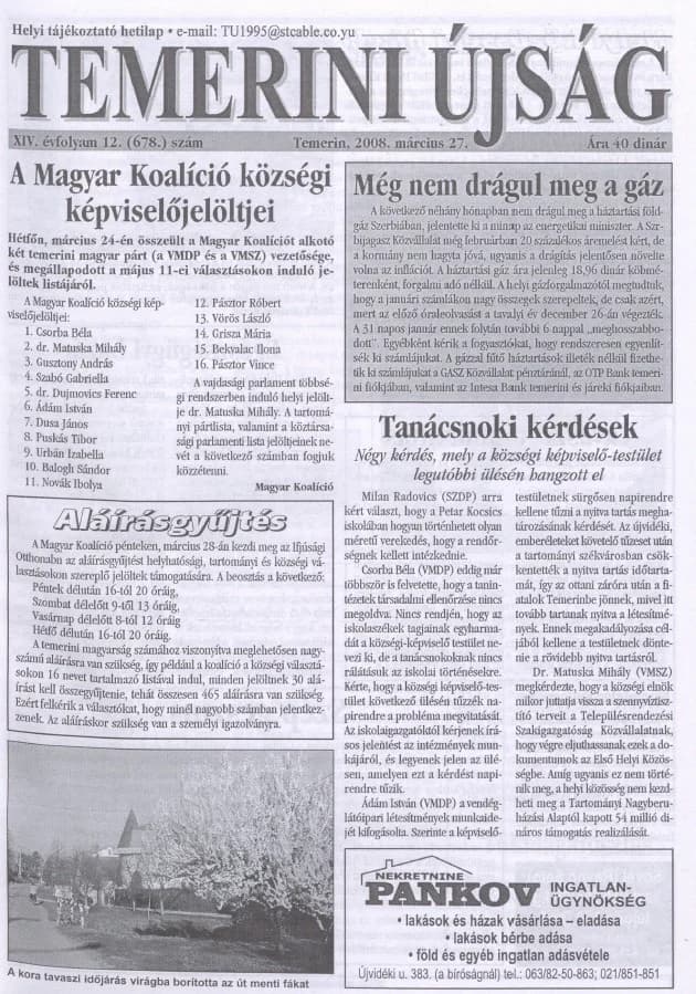 Temerini Újság, 14. évf. 2008. március 27. 12. sz.