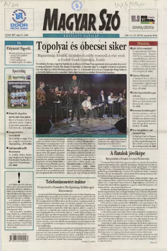 Magyar Szó, 64. évf. 2007. május 21. 115. sz. 1–12. oldal