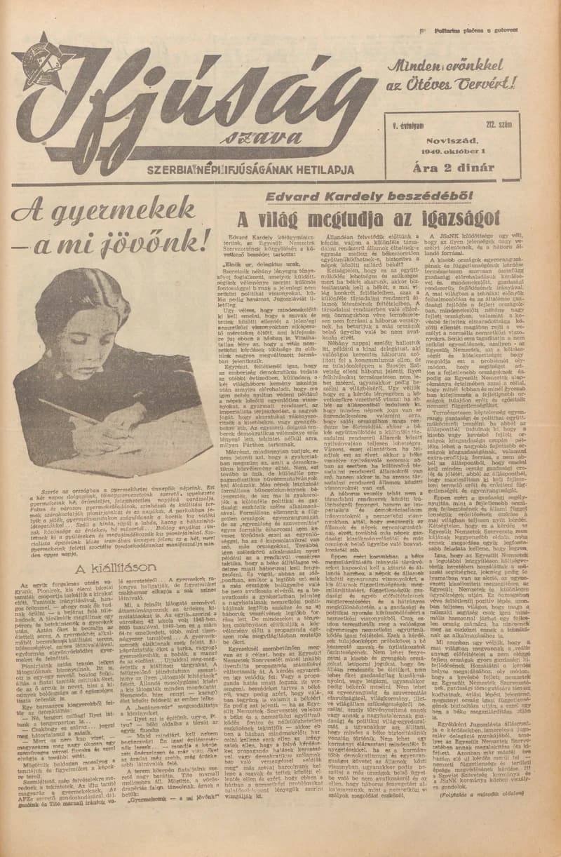 Ifjúság Szava, 5. évf. 1949. október 1. 212. sz.