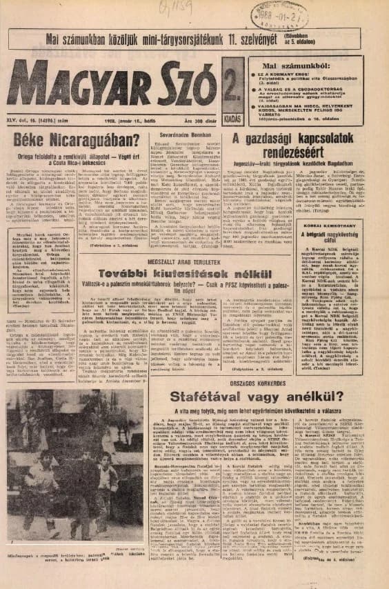 Magyar Szó, 45. évf. 1988. január 18. 16. sz. 1–20. oldal