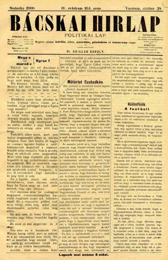 Bácskai Hirlap, 4. évf. 1900. október 28. 164. sz.