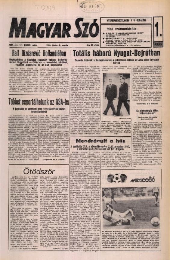 Magyar Szó, 43. évf. 1986. június 4. 151. sz. 1–16. oldal