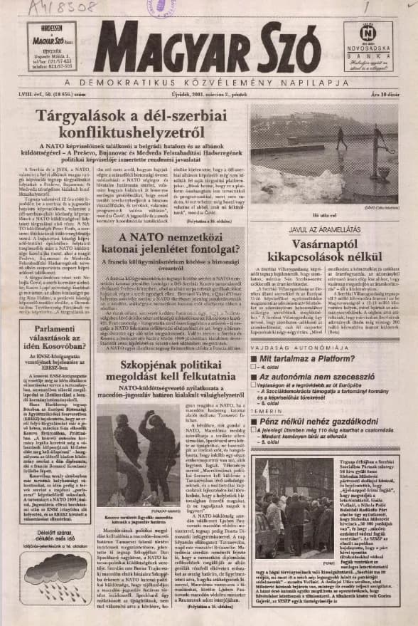 Magyar Szó, 58. évf. 2001. március 2. 50. sz. 1–16. oldal