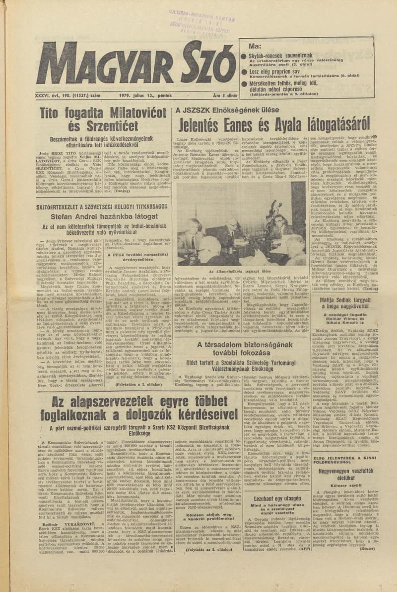 Magyar Szó, 36. évf. 1979. július 13. 190. sz. 1–24. oldal