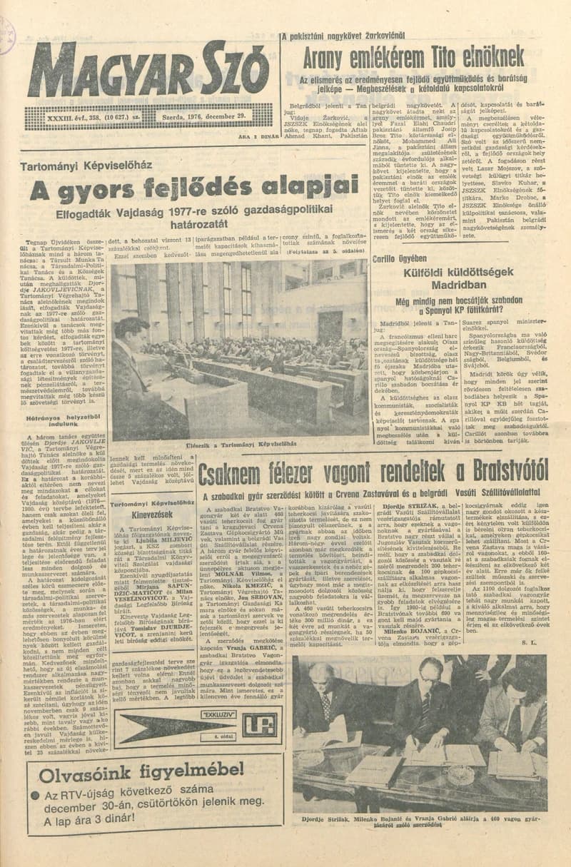 Magyar Szó, 33. évf. 1976. december 29. 358. sz. 1–20. oldal