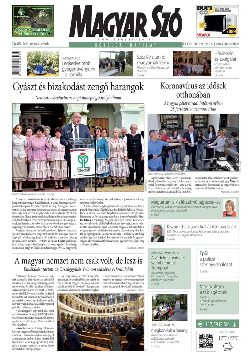 Magyar Szó, 77. évf. 2020. június 5. 124. sz. 1–16. oldal