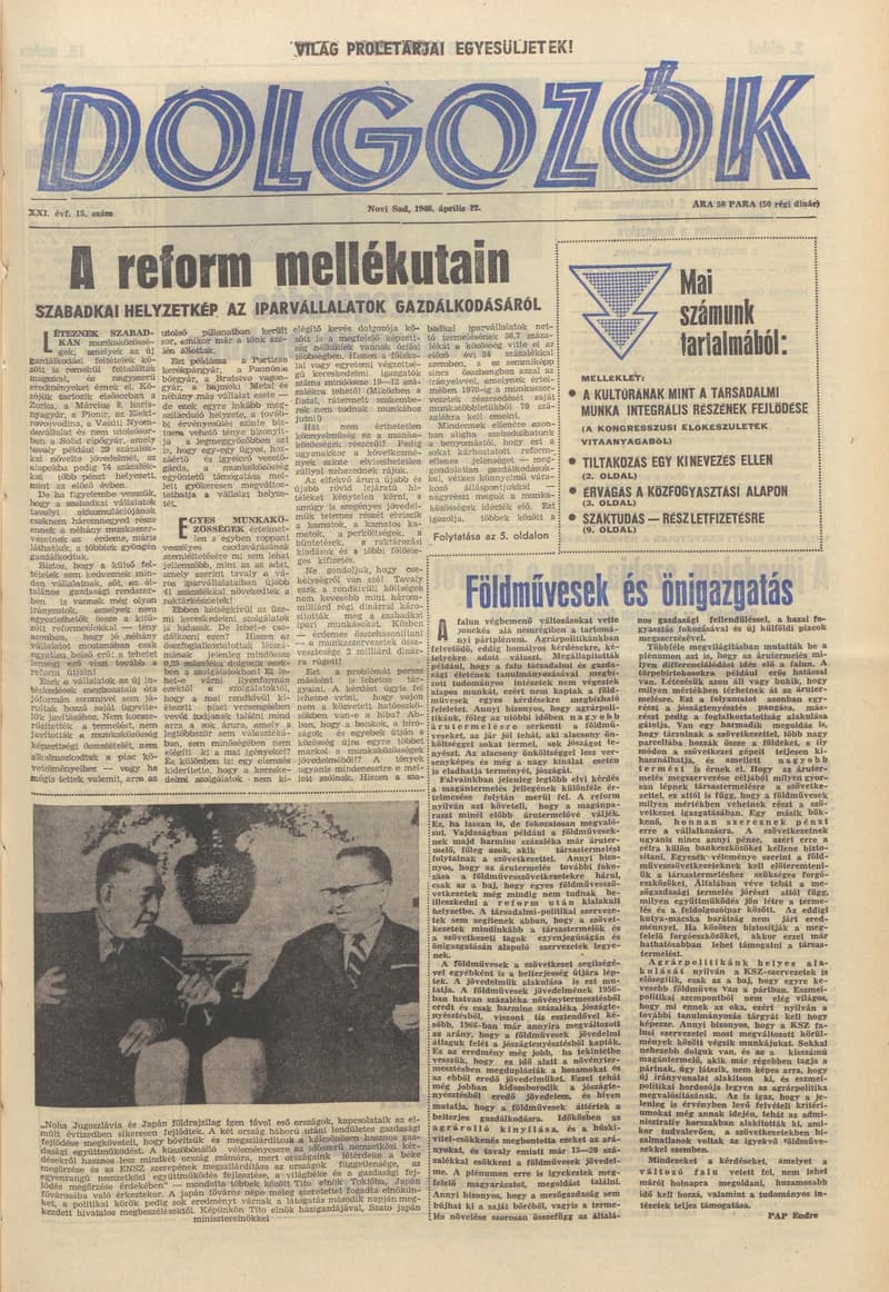 Dolgozók, 22. évf. 1968. április 12. 15. sz.