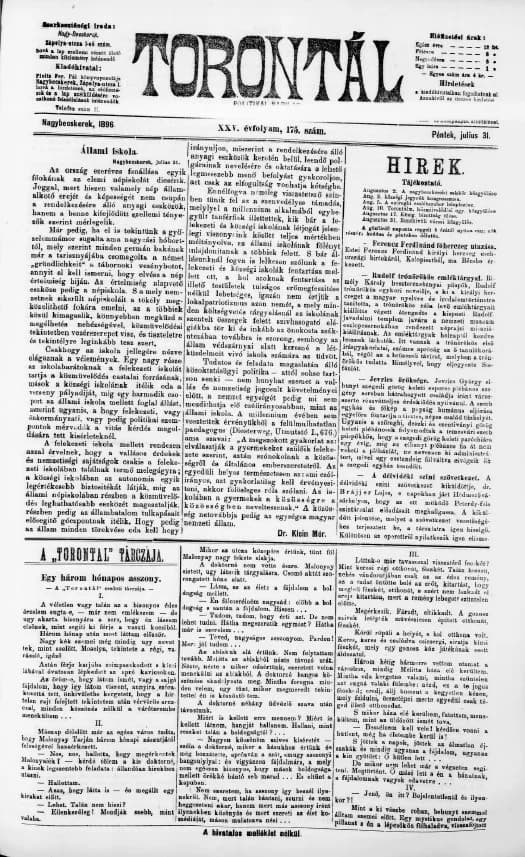 Torontál, 25. évf. 1896. július 31. 175. sz.