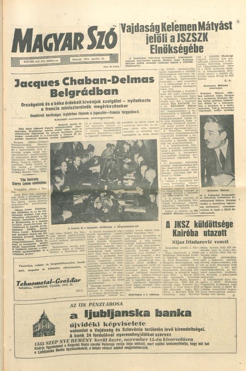 Magyar Szó, 28. évf. 1971. április 23. 111. sz. 1–12. oldal