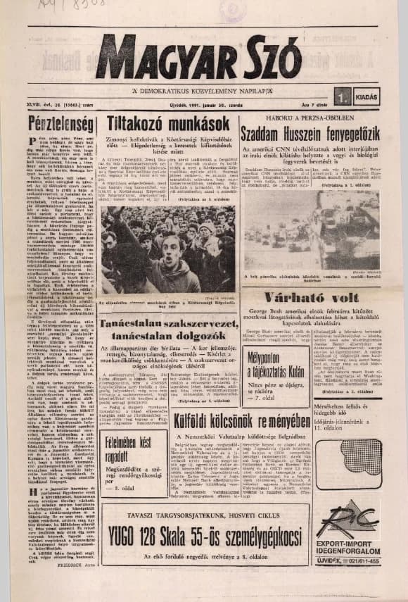 Magyar Szó, 48. évf. 1991. január 30. 28. sz. 1–20. oldal