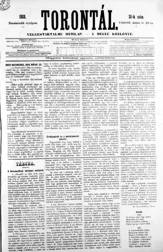 Torontál, 17. évf. 1888. május 24. 21. sz.