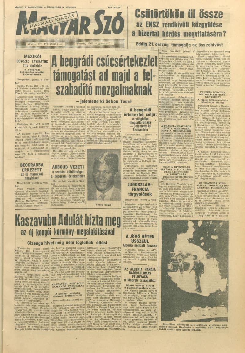 Magyar Szó, 18. évf. 1961. augusztus 2. 178. sz. 1–12. oldal