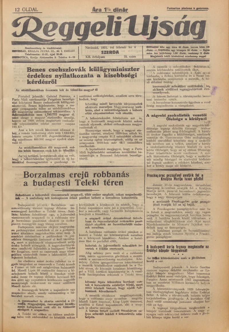 Reggeli Újság, 12. évf. 1931. február 4. 28. sz.