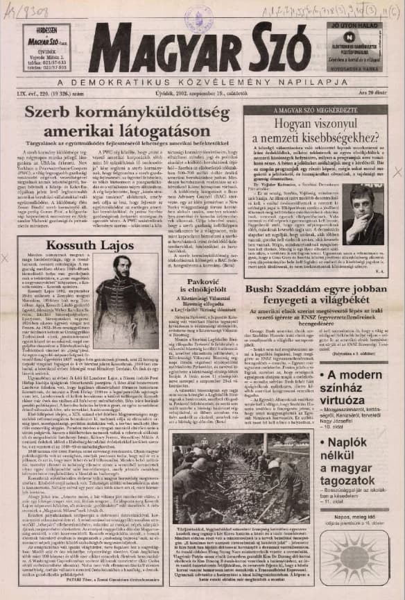 Magyar Szó, 59. évf. 2002. szeptember 19. 220. sz. 1–16. oldal
