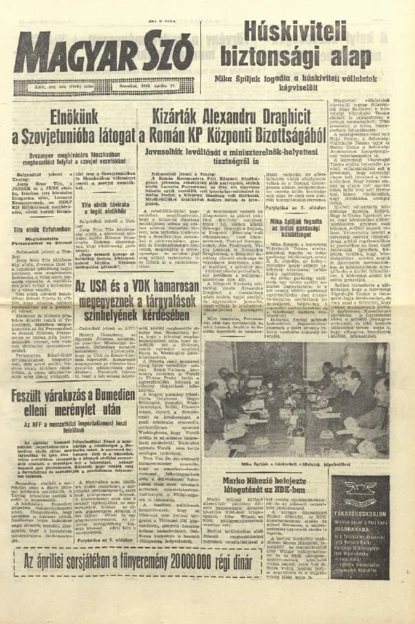 Magyar Szó, 25. évf. 1968. április 27. 116. sz. 1–20. oldal