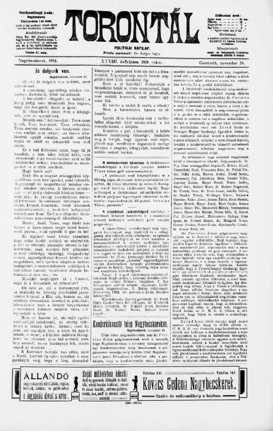 Torontál, 33. évf. 1904. november 24. 269. sz.