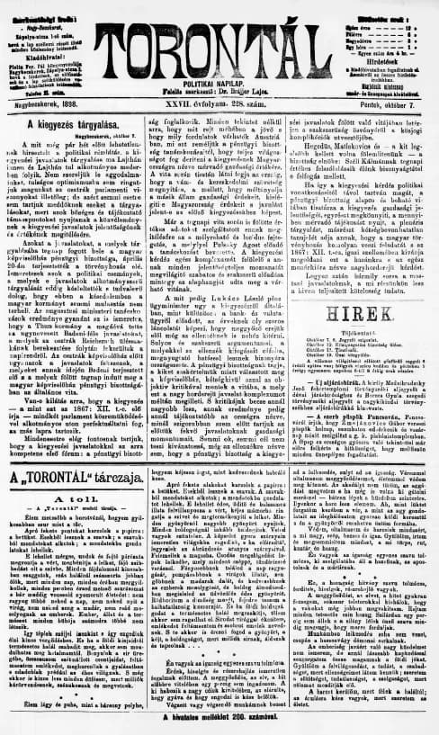 Torontál, 27. évf. 1898. október 7. 228. sz.