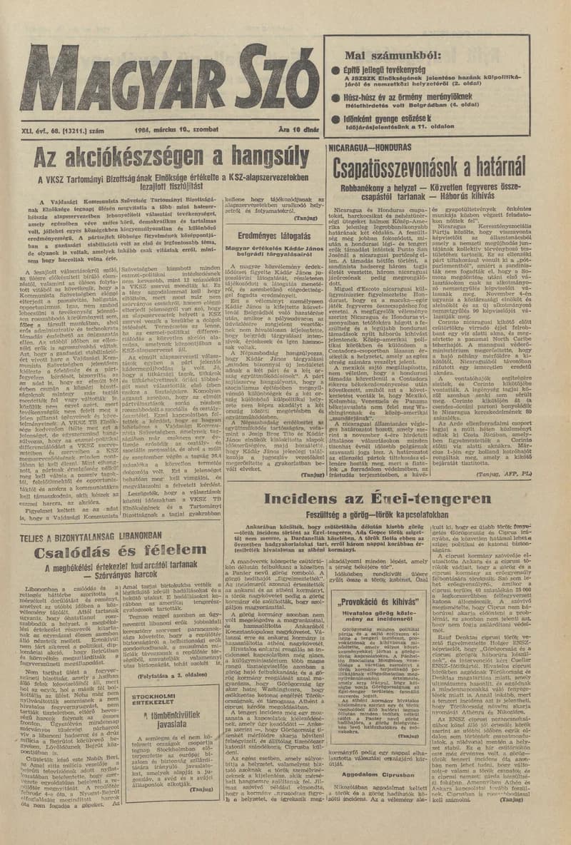 Magyar Szó, 41. évf. 1984. március 10. 68. sz. 1–24. oldal