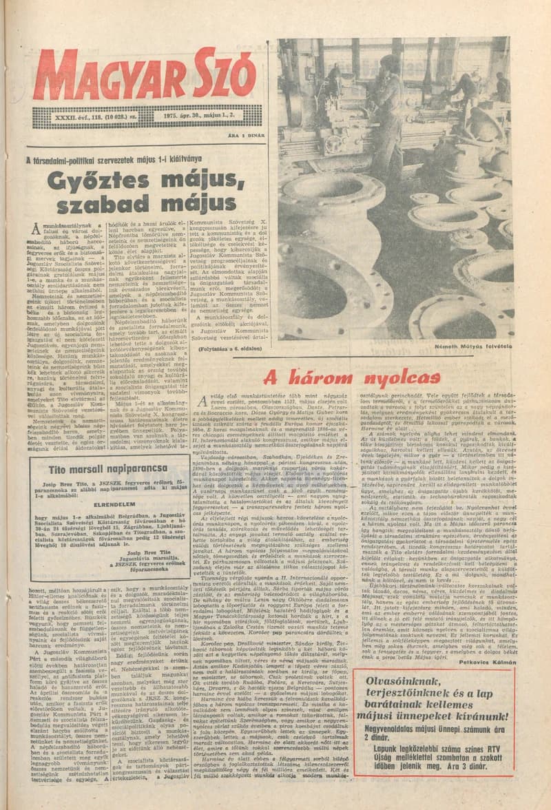 Magyar Szó, 32. évf. 1975. április 30. – május 2. 118. sz.
