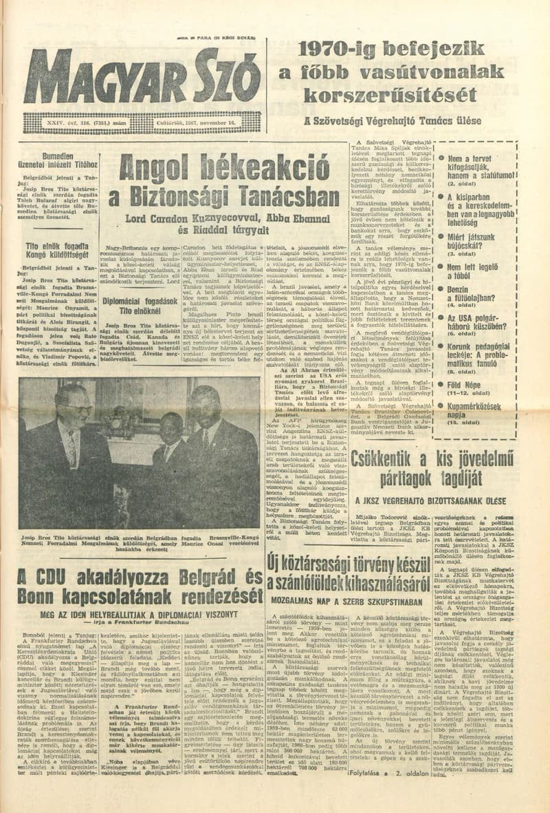 Magyar Szó, 24. évf. 1967. november 16. 316. sz. 1–16. oldal